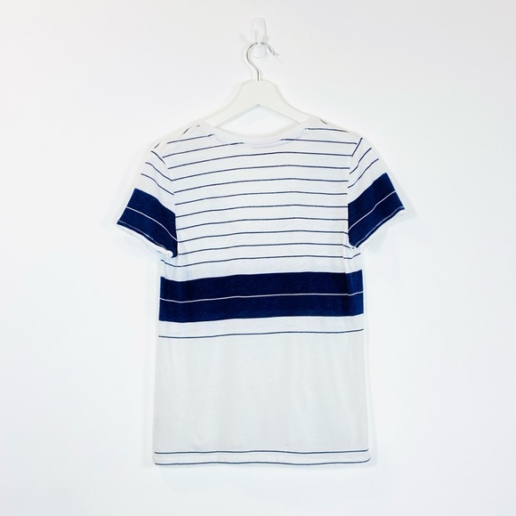 Urban Outfitters BDG White/Navy Striped Striped V-Neck T-Shirt - Picture 2 of 4